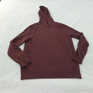 Express Hoodie Sweater Men Medium Burgundy Merino Wool Blend Lightweight